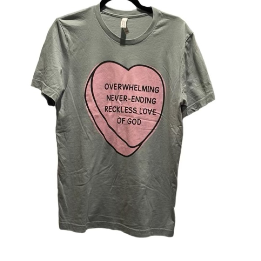 Bella Canvas Reckless Love Mint Green Graphic Tee Size L
